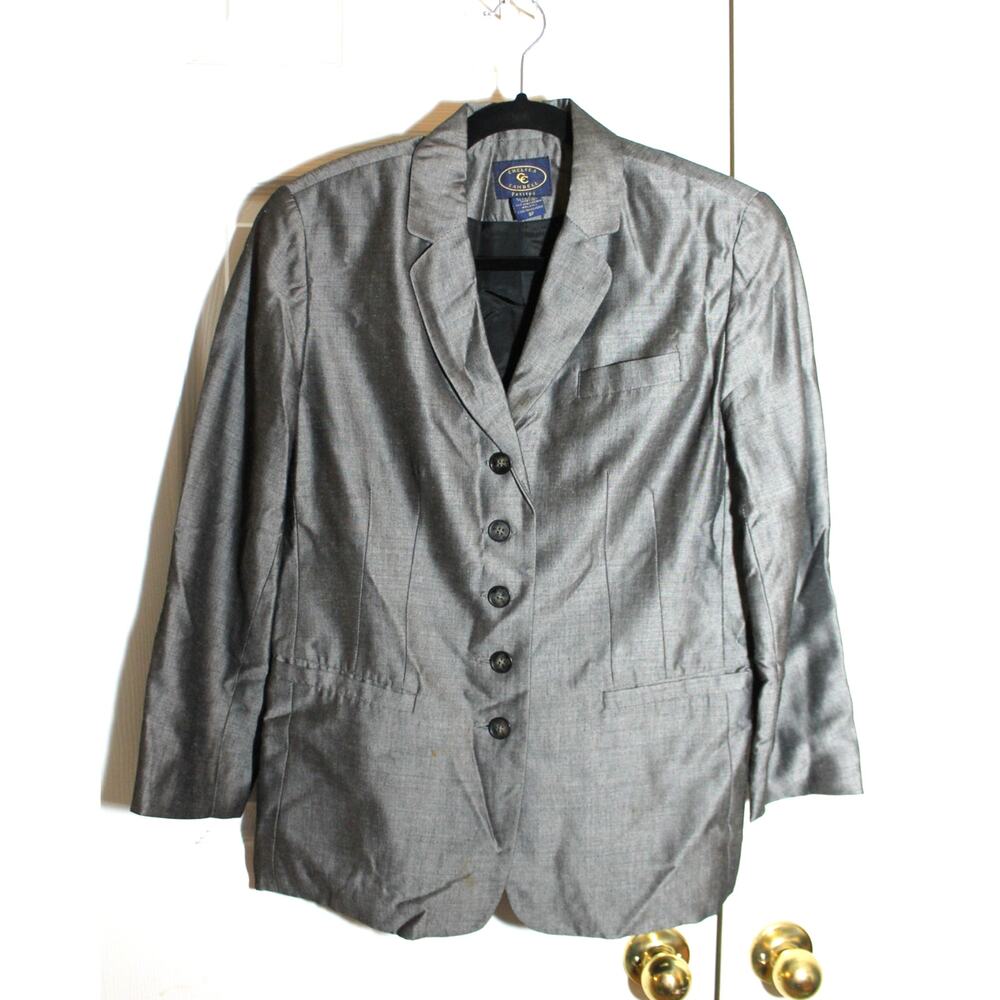 Chelsea Campbell 90's Charcoal Gray Mohair Blend Women's Bazer sz 8 Petite